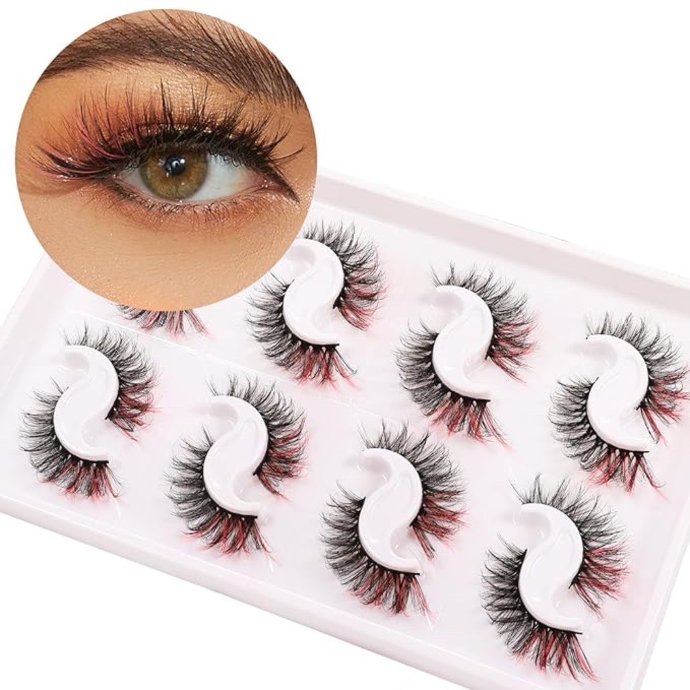 New 5D Fluffy Colored Eyelashes Natural Look 8 Pairs